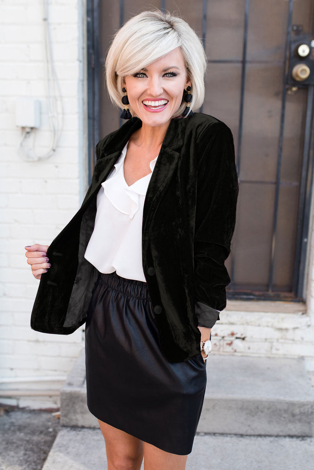 Long sleeve velvet suit
