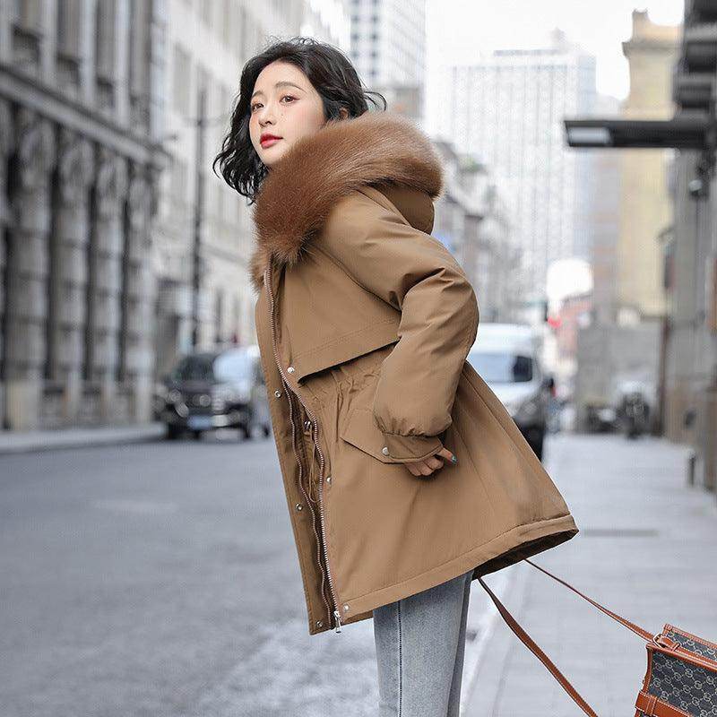 Big Fur Collar Loose Cotton Clothing – Cozy Winter Jacket with Luxurious Fur Detailing - Magellan Fashion Shop