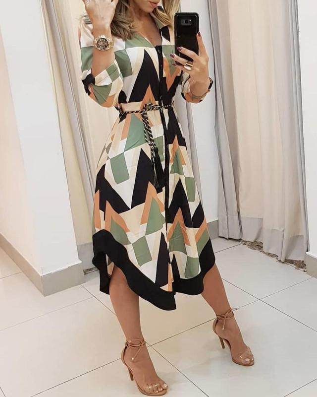 Printed Checks Lace-up Dress Women - Magellan Fashion Shop