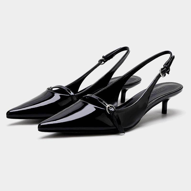 Wine Red Retro Style Pointed Toe Slingback Strap Mules Shoes - Magellan Fashion Shop