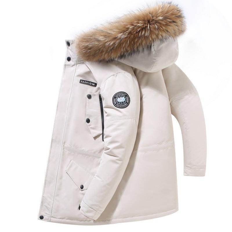 Down Jacket Mid-length Fur Collar Winter Men's Hooded Winter Clothing - Magellan Fashion Shop