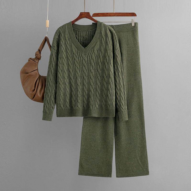 Fashionable Wide Leg Pants Sweater Women's Suit - Magellan Fashion Shop
