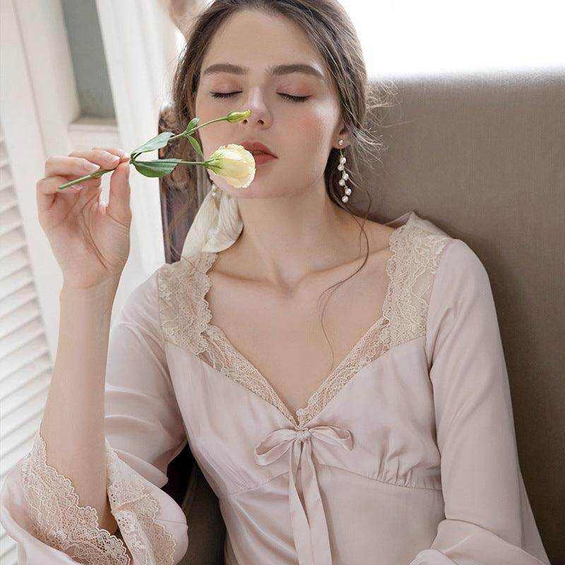 Romantic Nightgown Nightwear Princess Women Vintage Sleepwear Satin - Magellan Fashion Shop
