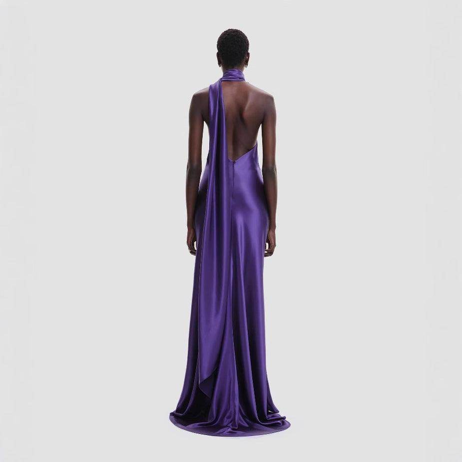 Fitted High Waist Pure Color Holder Evening Dress - Magellan Fashion Shop