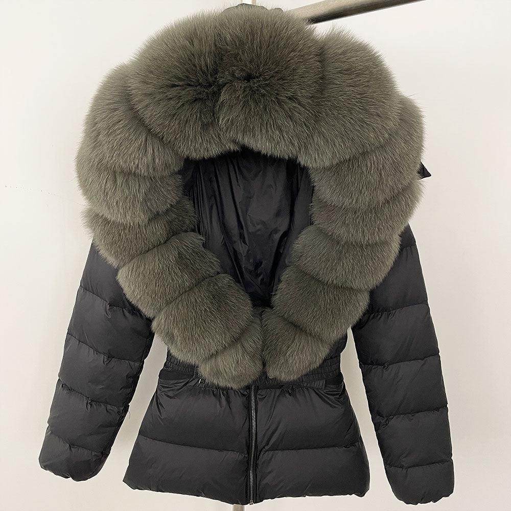 Short Women's Thickened Slim Fit Waist-tight Fur Down Jacket - Magellan Fashion Shop
