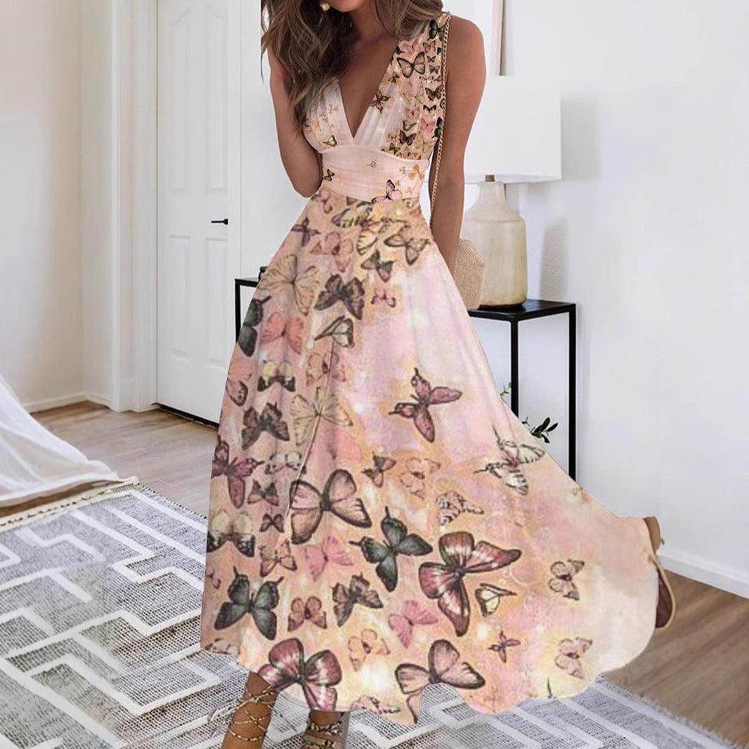 Women's Sleeveless Dress Exquisite Floral Print - Magellan Fashion Shop