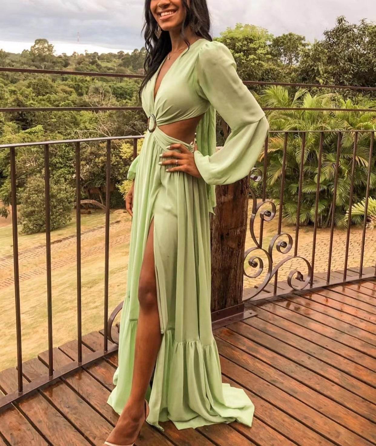 Knitted Long Sleeve Ladies Slit Dress - Magellan Fashion Shop