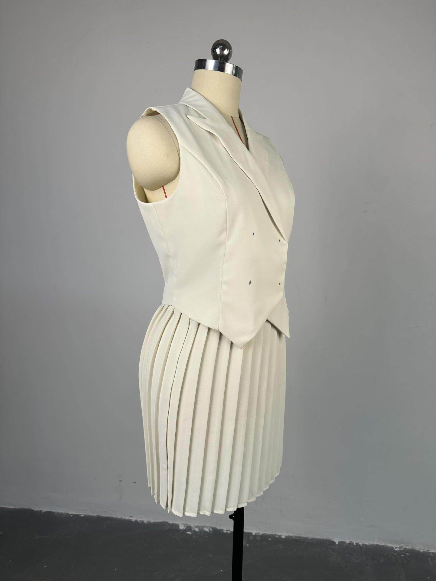 Summer Polo Collar Irregular Top Pleated Skirt Casual Suit - Magellan Fashion Shop