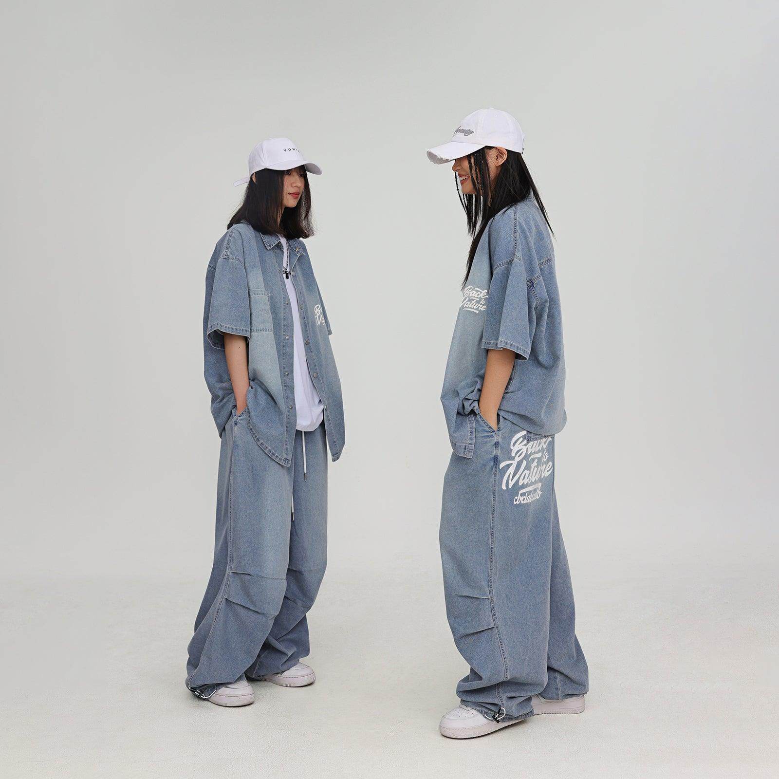 American Street Hip Hop Denim Suit Shirt Trousers - Magellan Fashion Shop
