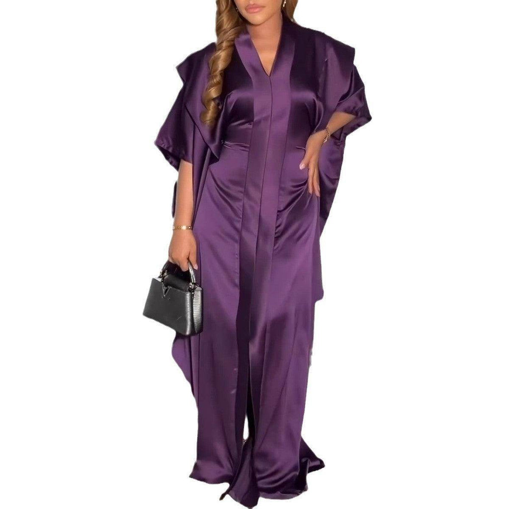Pleated Loose Split V-neck Pullover Dress - Magellan Fashion Shop