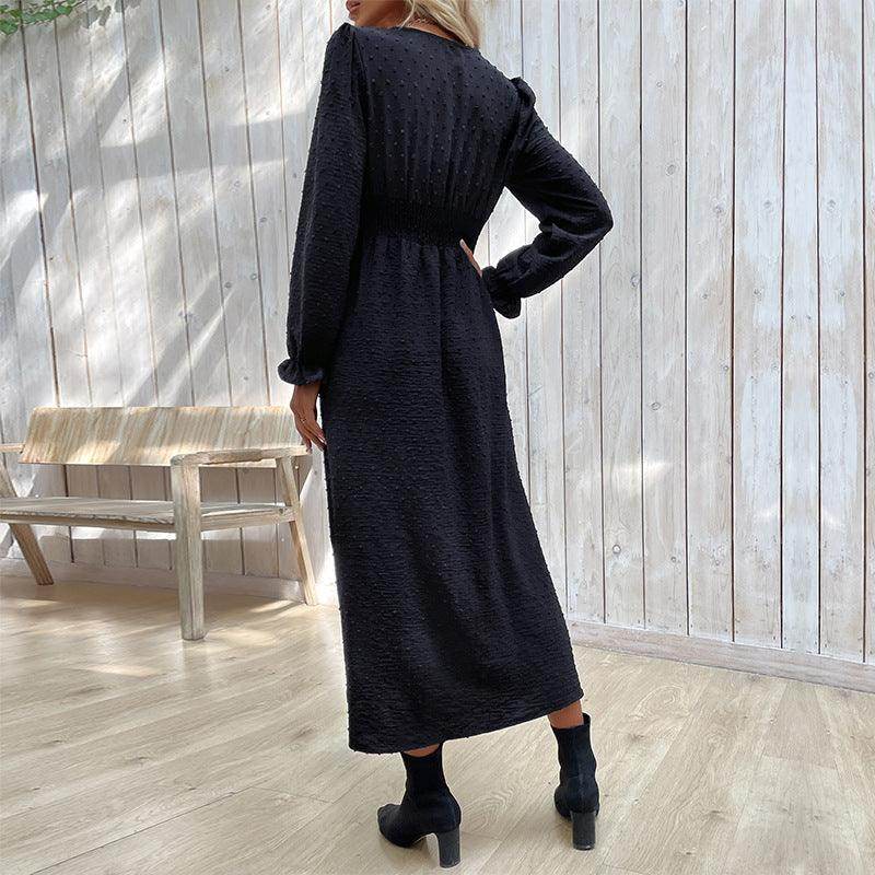 New Spring Solid Color Jacquard Dress - Magellan Fashion Shop