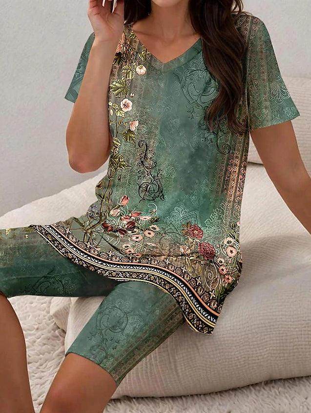 Women's Floral 3D Printing T-shirt Shorts Set - Magellan Fashion Shop