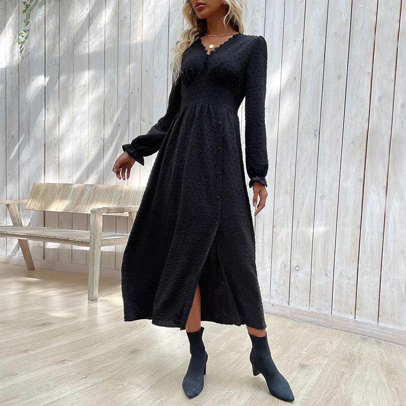 New Spring Solid Color Jacquard Dress - Magellan Fashion Shop