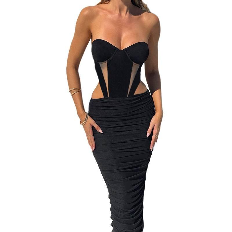 Backless Gauzy Stitching Tube Top Dress Women - Magellan Fashion Shop