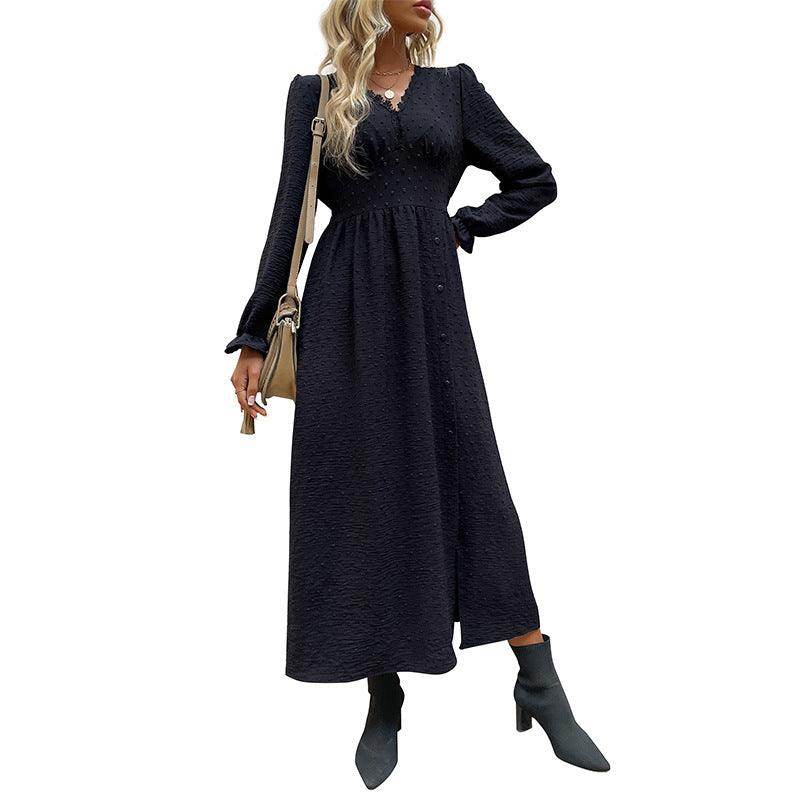 New Spring Solid Color Jacquard Dress - Magellan Fashion Shop