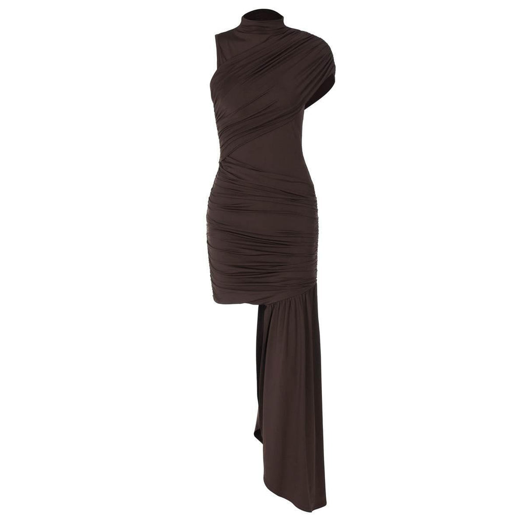 Women's Fashion Slim Round Neck Pleated Dress - Magellan Fashion Shop