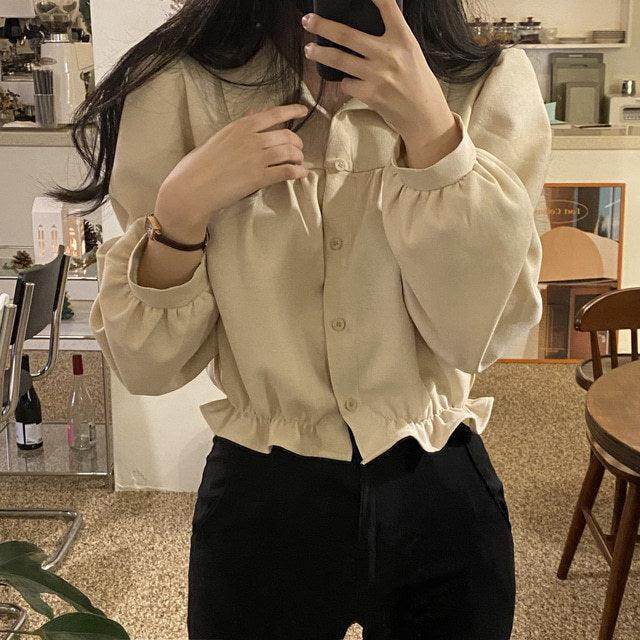 Fashion French Short Puff Sleeve Shirt Women - Magellan Fashion Shop