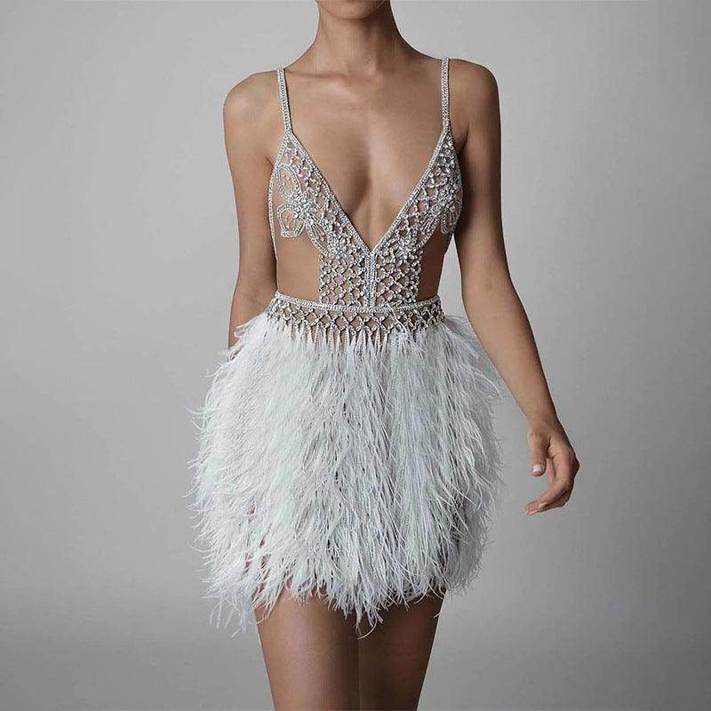 Women's Fashion Personalized Sling Feather Dress - Magellan Fashion Shop