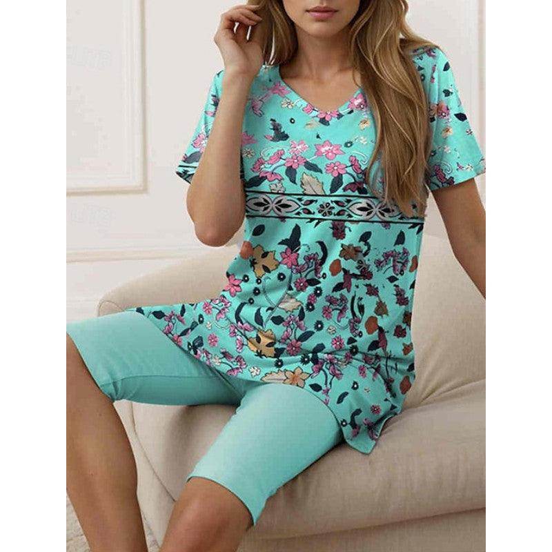 Women's Floral 3D Printing T-shirt Shorts Set - Magellan Fashion Shop
