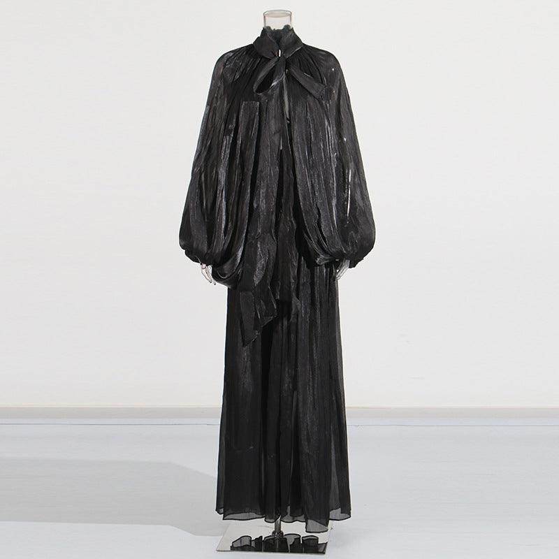 Retro Design Pleated Batwing Sleeve Autumn Winter - Magellan Fashion Shop