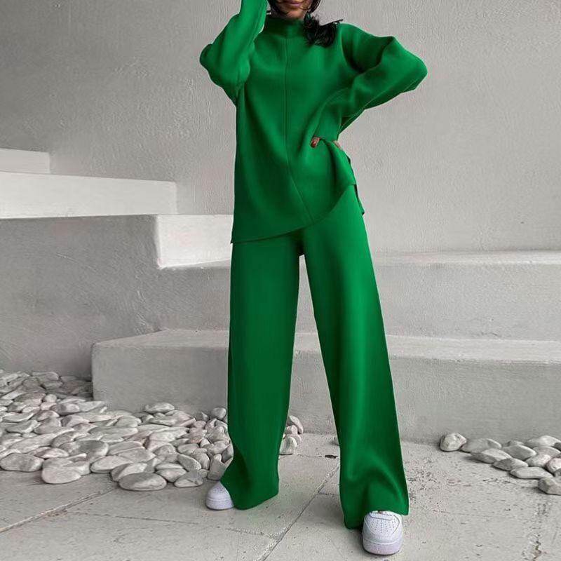 New Solid Color Knitted Pullover Turtleneck Sweater Suit - Magellan Fashion Shop