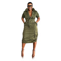 Multi-Pocket Workwear Drawstring Pocket Dress - Magellan Fashion Shop