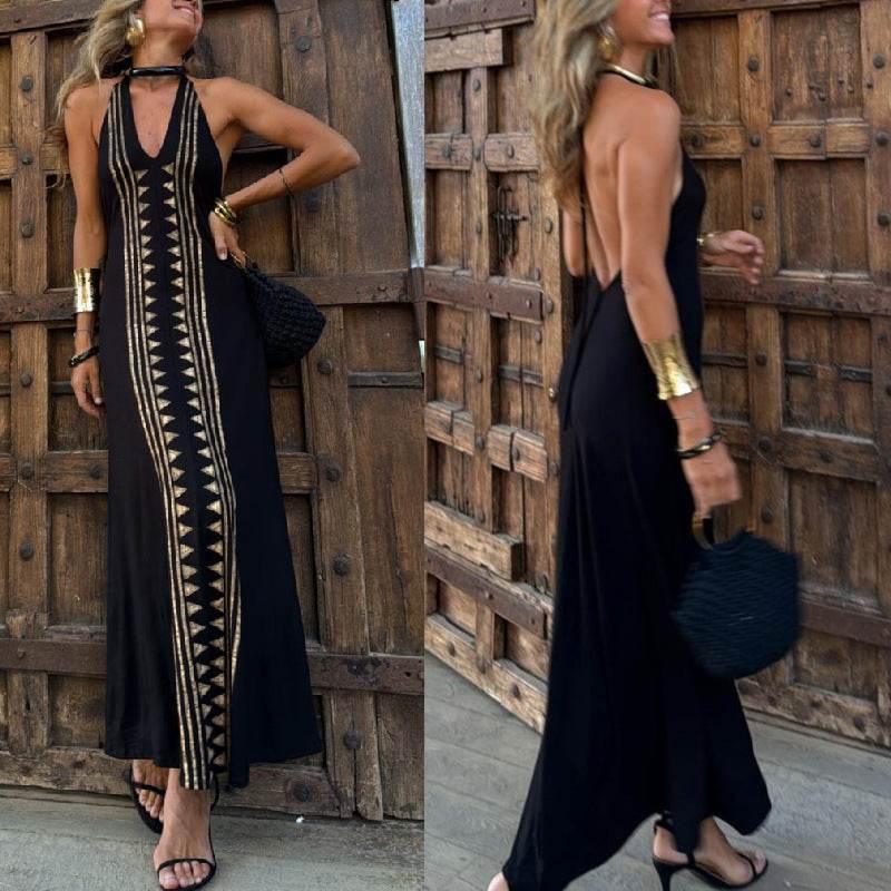 European And American Sleeveless Sling Neck Backless Dress Women - Magellan Fashion Shop