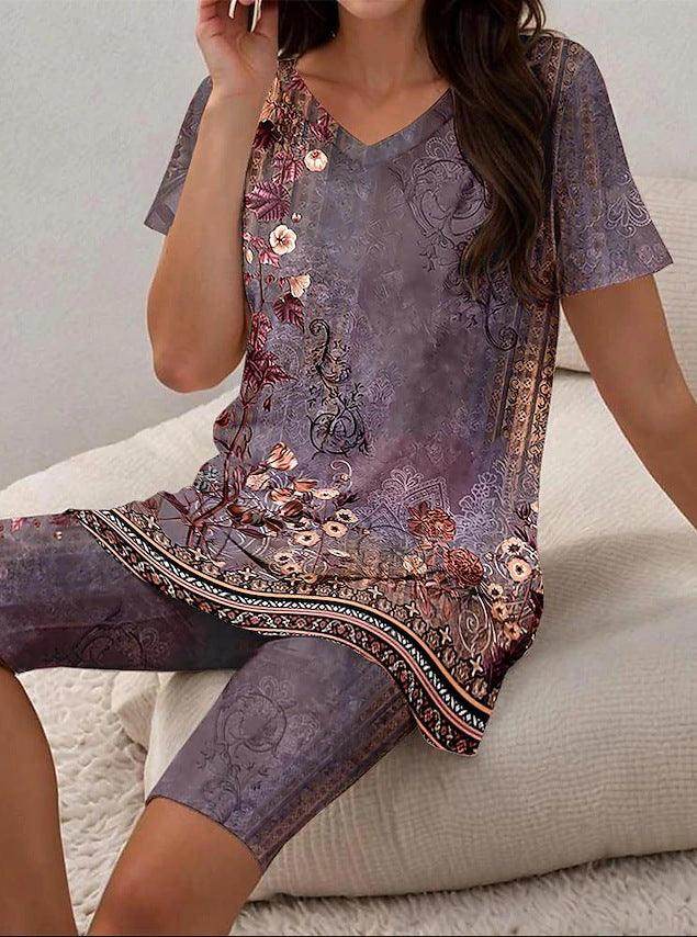 Women's Floral 3D Printing T-shirt Shorts Set - Magellan Fashion Shop