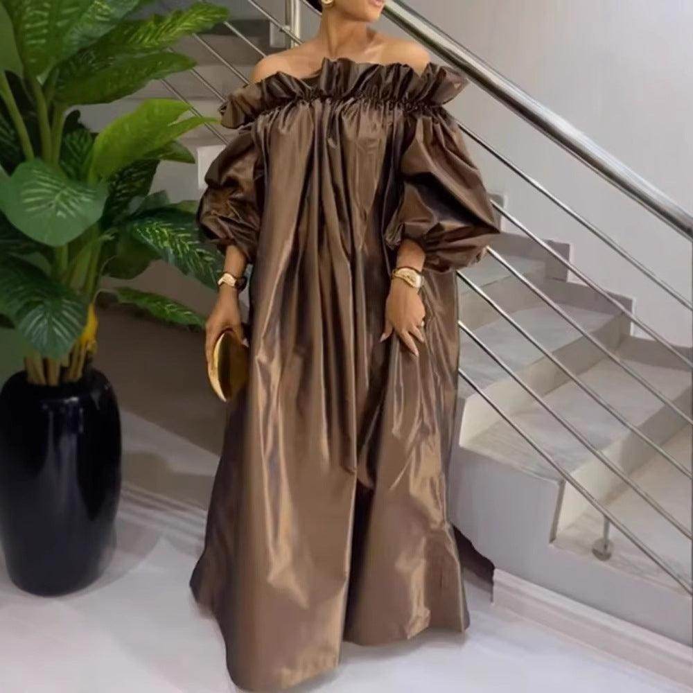 Women's Off-shoulder Elegant Satin Dress - Magellan Fashion Shop