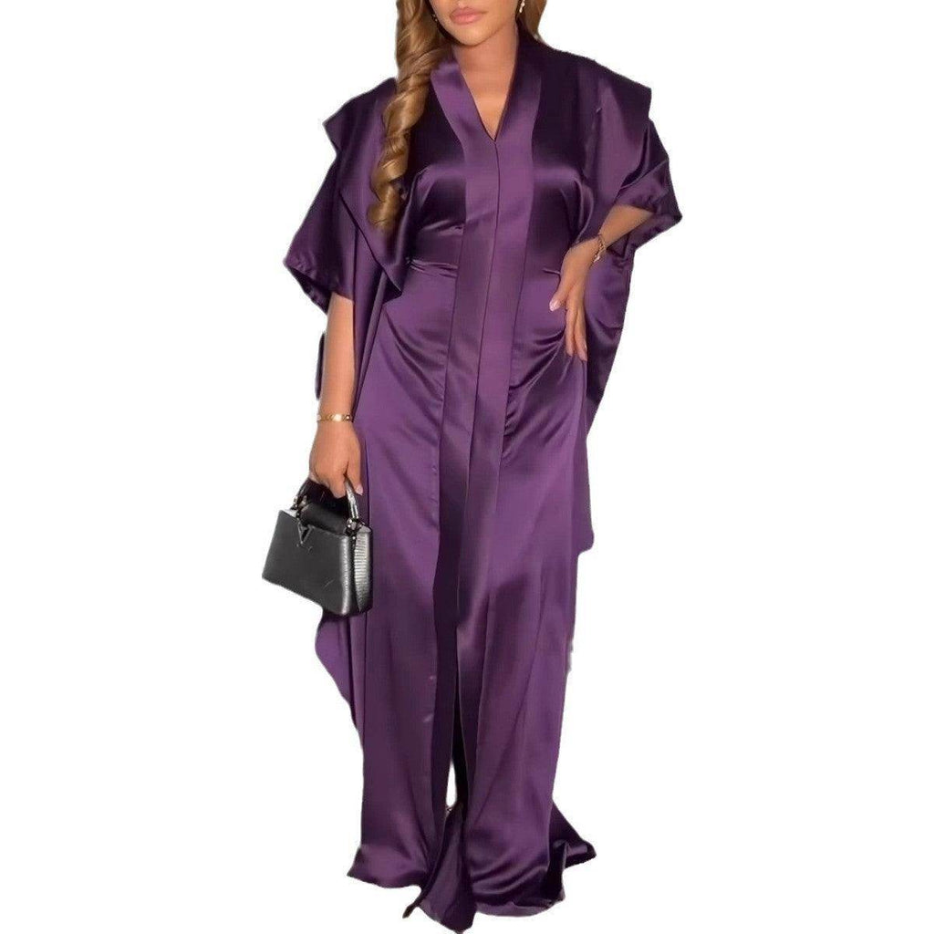 Pleated Loose Split V-neck Pullover Dress - Magellan Fashion Shop