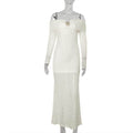 Special-shaped Metal Buckle Off-shoulder Long Sleeve Dress - Magellan Fashion Shop