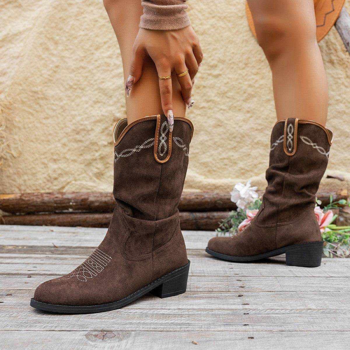 Vintage Embroidery Western Cowboy Boot Women - Magellan Fashion Shop