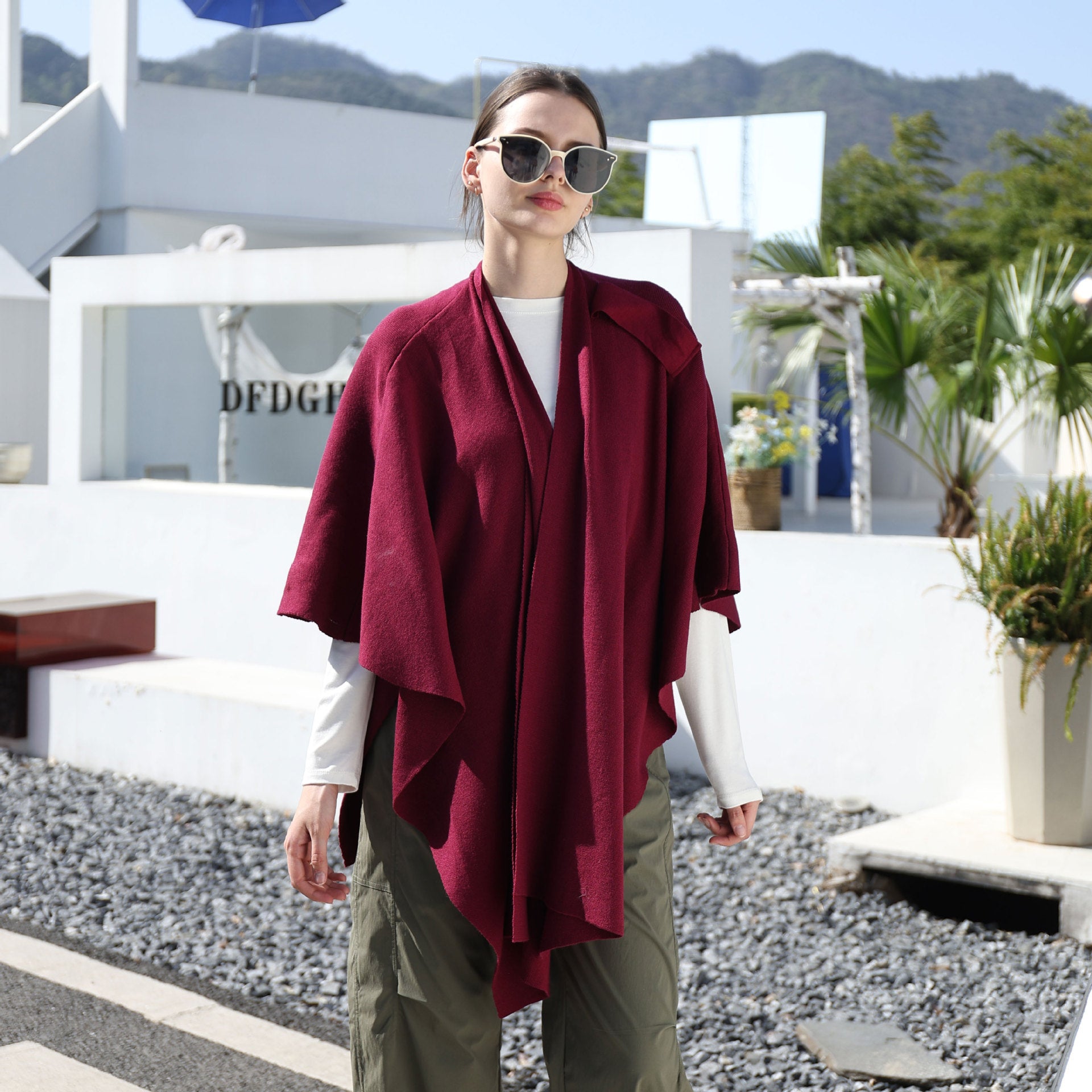 Solid Color Simple Side Strap Shawl Knitted Shoulder Strap