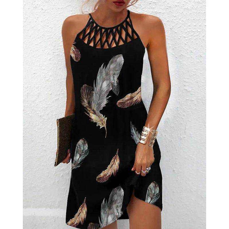 Fashion Print Dress Casual Halterneck Dresses For Women Summer Clothes - Magellan Fashion Shop