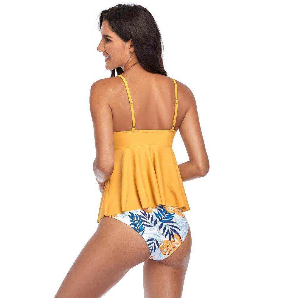 High Waist Ladies Swimsuit Lotus Leaf Plus Size Beachwear - Magellan Fashion Shop