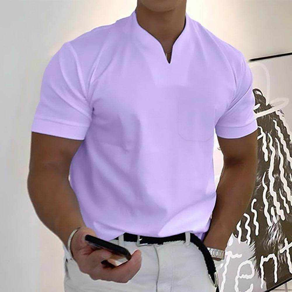 Men's summer short sleeve shirt with pocket, loose fit, multiple colors, plus size options