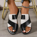 Plus Size Color Matching Toe Covering Flat Slippers - Magellan Fashion Shop