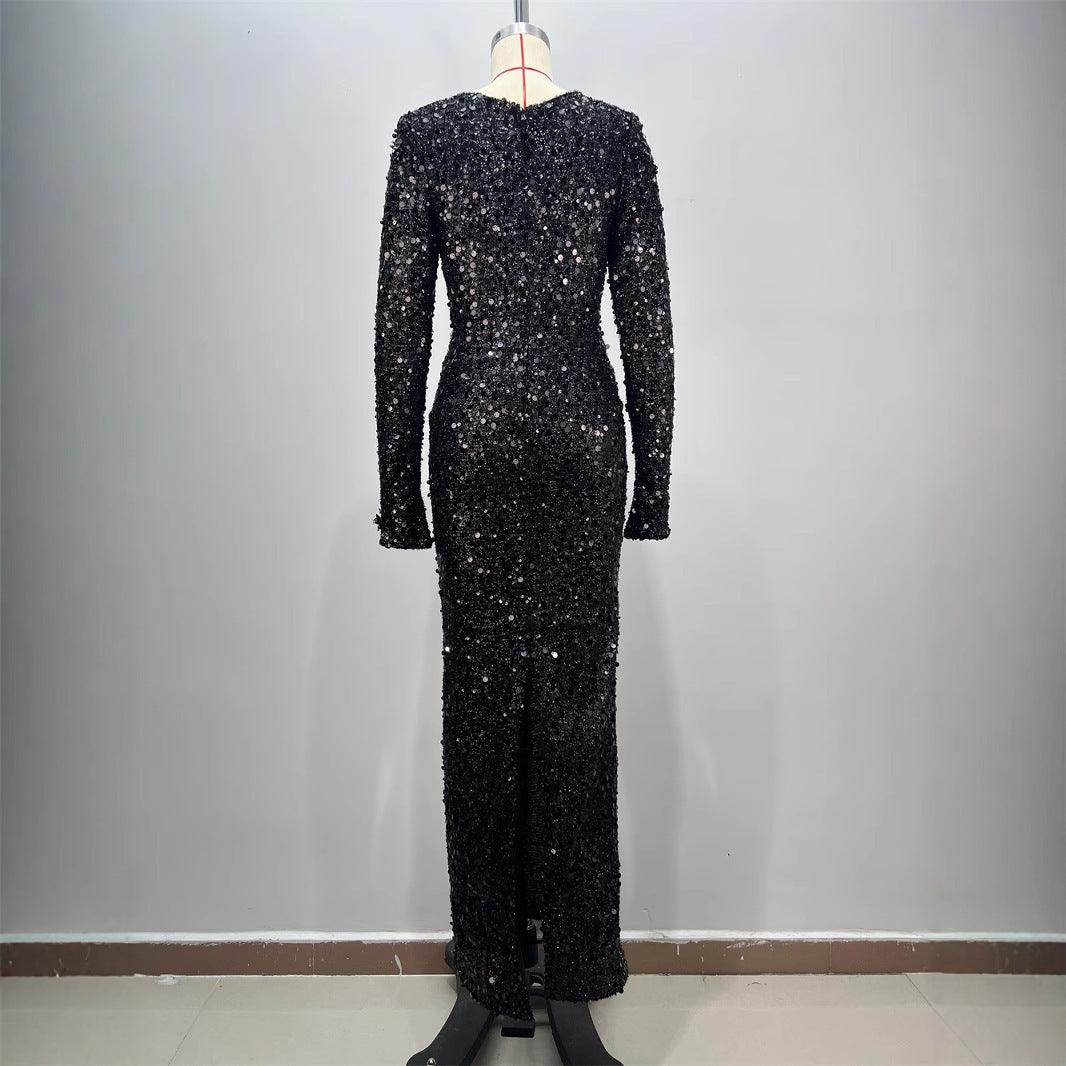 Women's Fashionable Sequins Long Sheath Dress - Magellan Fashion Shop