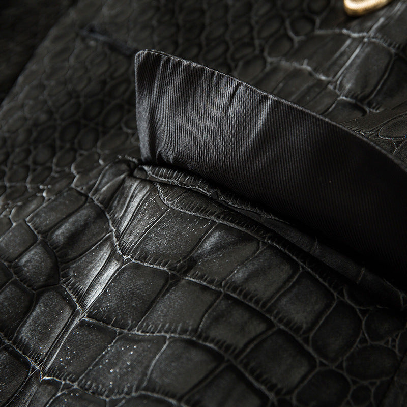 Suit Crocodile Leather Coat European And American Style Slim-fit Top
