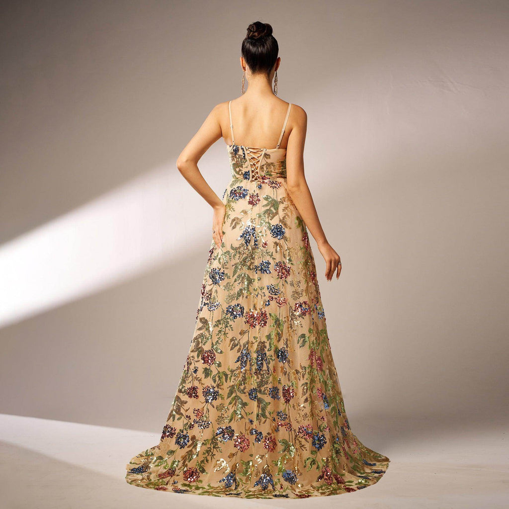 Elegant Sleeveless Sequined Suspender Evening Dress - Magellan Fashion Shop
