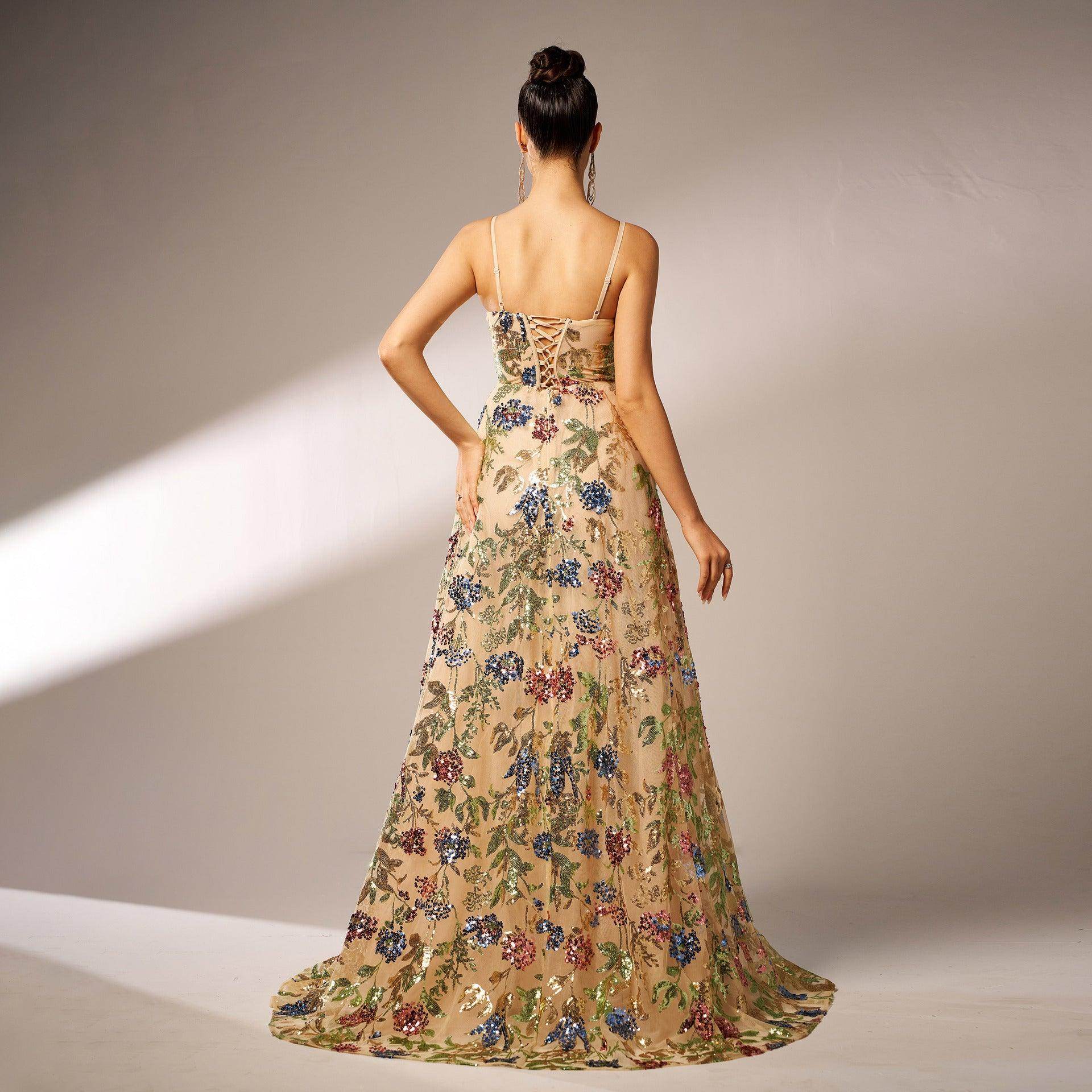 Elegant Sleeveless Sequined Suspender Evening Dress - Magellan Fashion Shop