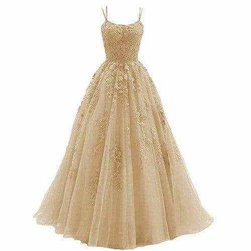 Camisole Ball Gown Long Tulle Lace Party Evening Gown - Magellan Fashion Shop