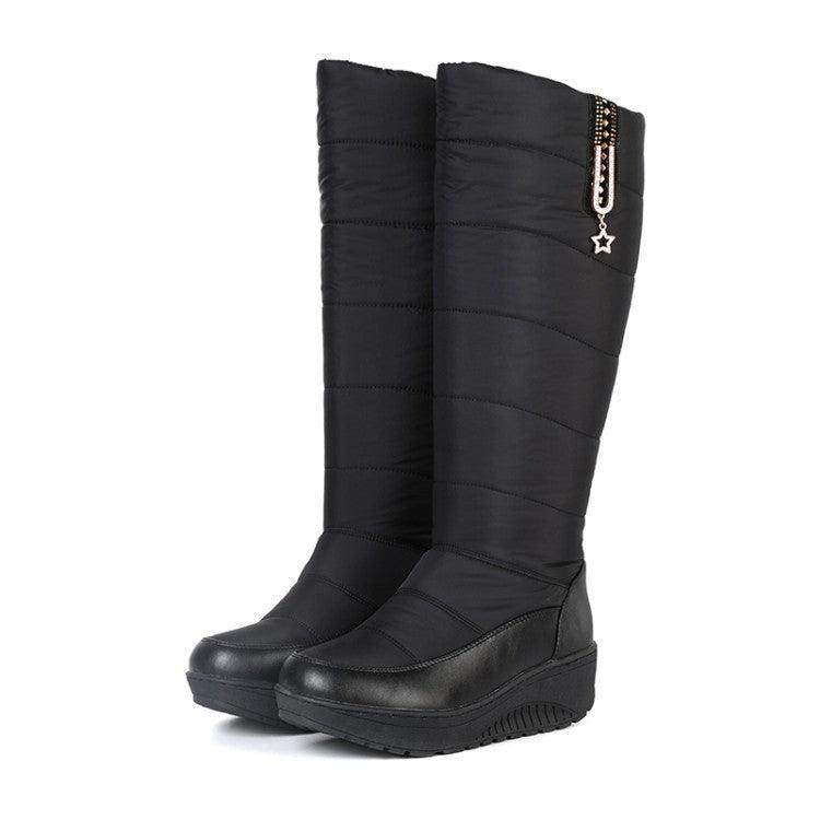 Thick Fur Snow Boots Wedge Casual High Leg Boot - Magellan Fashion Shop