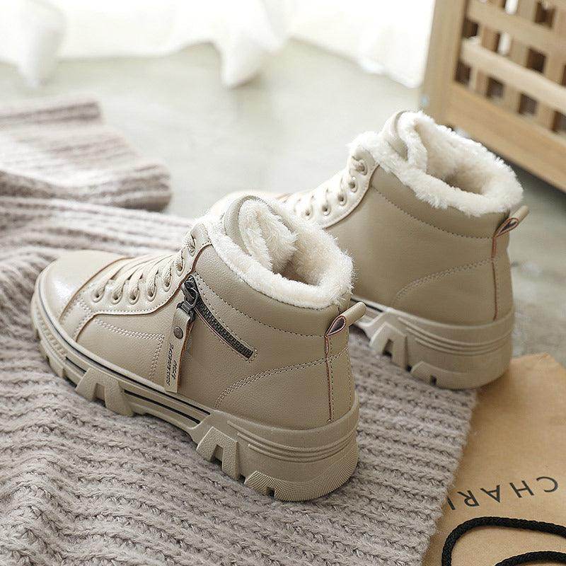Warm High-top Leather Two Cotton Winter Shoes - Magellan Fashion Shop