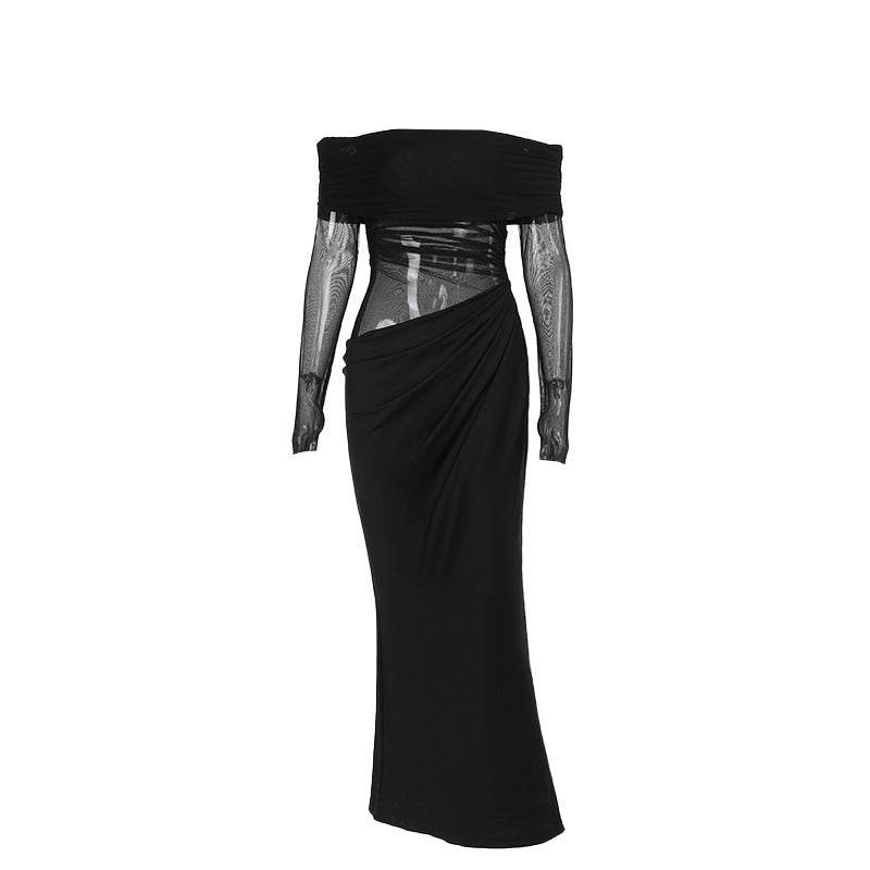 Off-shoulder Mesh Hollow Dress Women - Magellan Fashion Shop