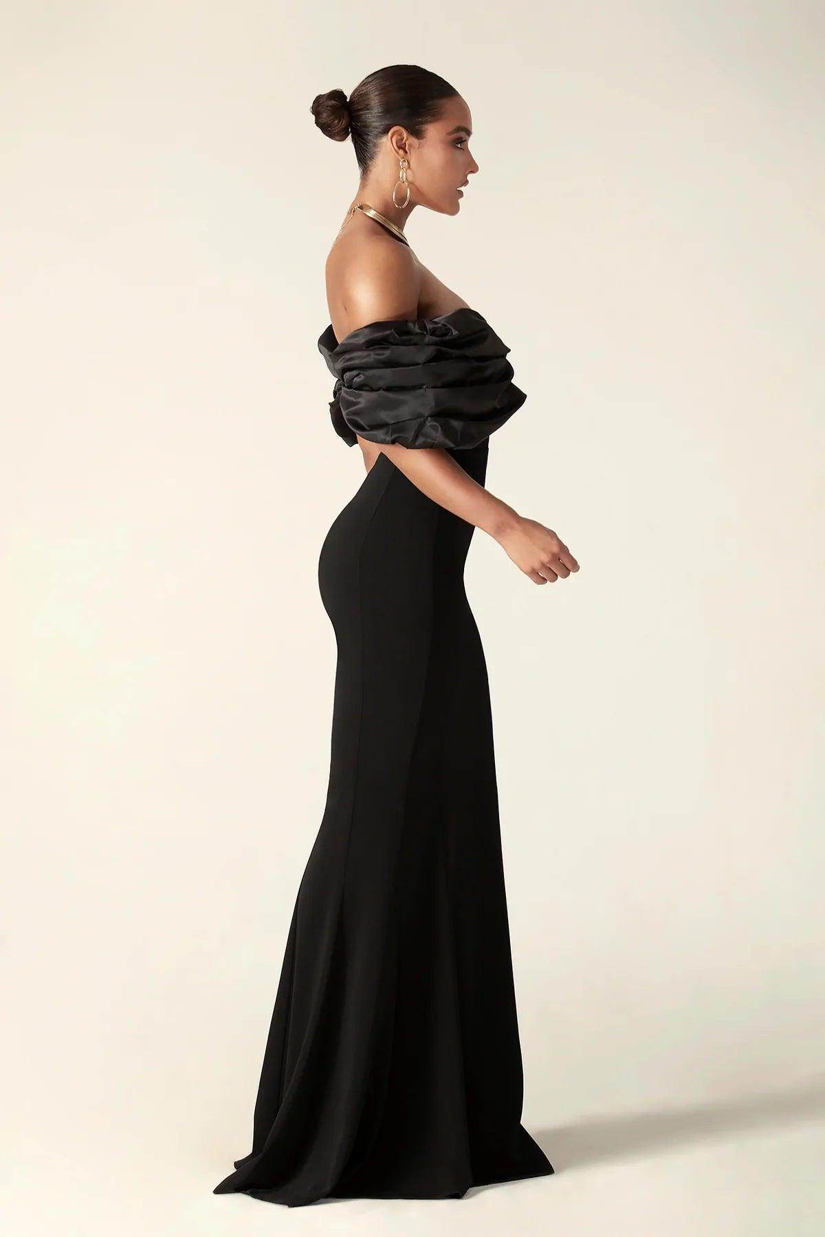 Women's Off-shoulder Split Ruffle Hip Dress - Magellan Fashion Shop