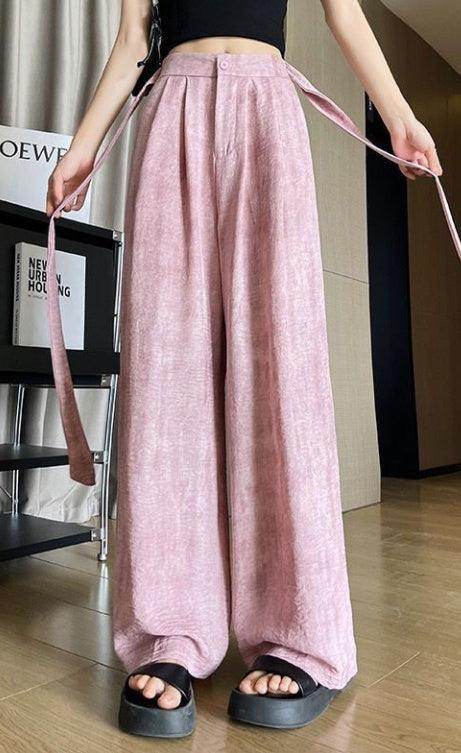 Ice Silk Tie-dyed Linen High-waisted Wide-leg Pants - Magellan Fashion Shop