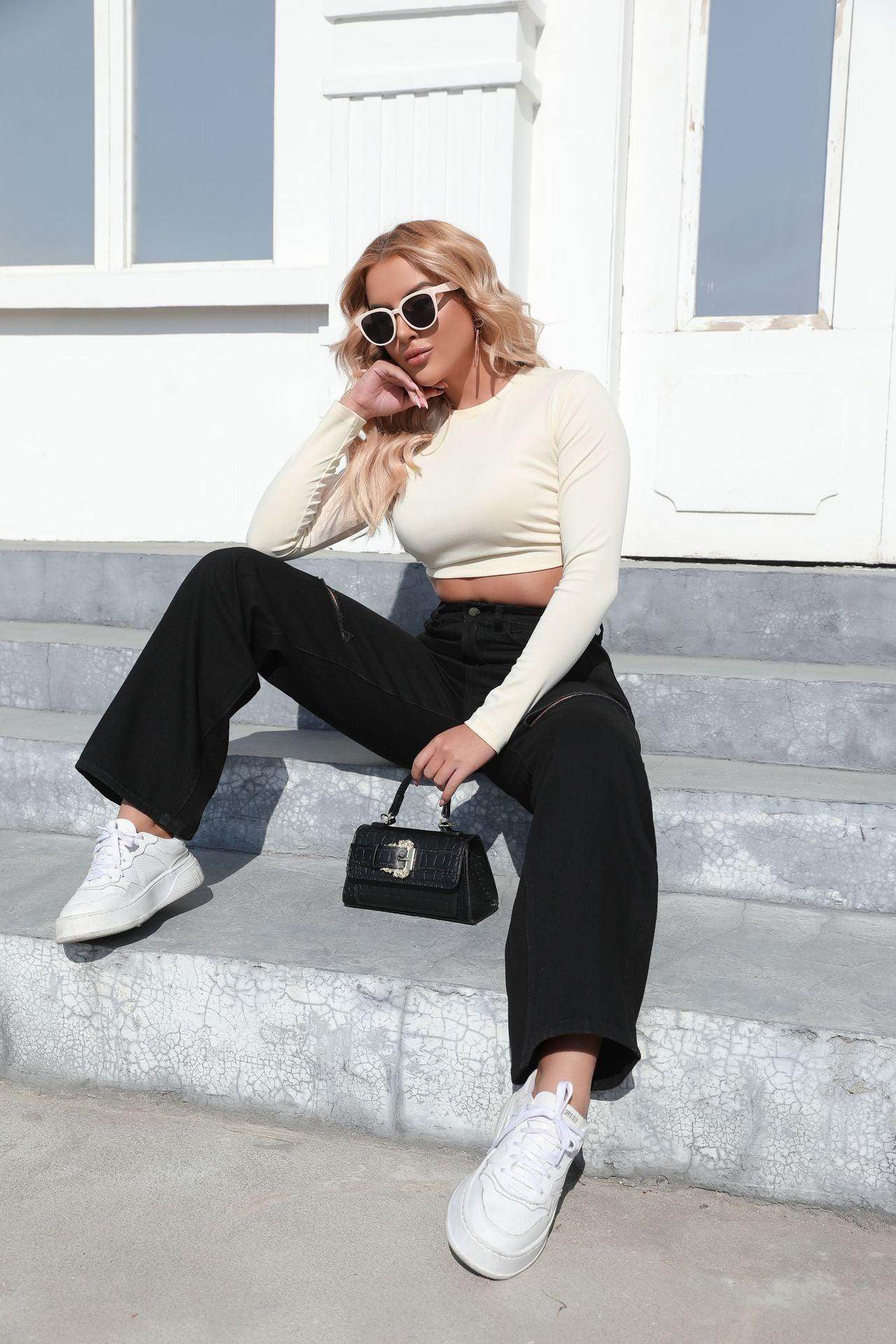 Elegant Ripped Wide-leg Jeans Women - Magellan Fashion Shop