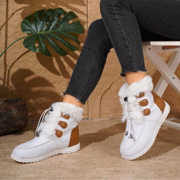 Fashion Round Toe Snow Boots Winter Warm Plush - Magellan Fashion Shop