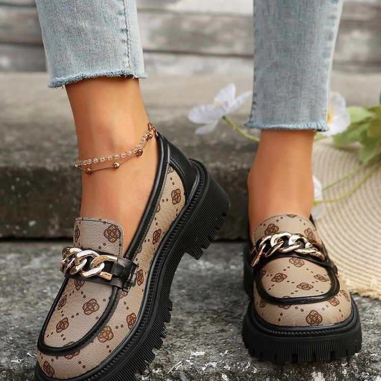Plus Size Chunky Heel Trendy Retro Loafers